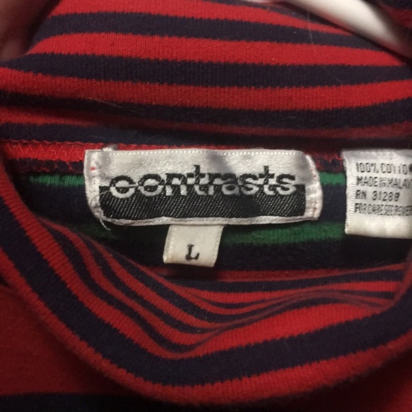 vintage contrasts red&green striped turtleneck - Picture 3 of 3